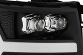AlphaRex 07-13 Chevy 1500HD NOVA LED Proj Headlights Plank Style Gloss Blk w/Activ Light/Seq Signal